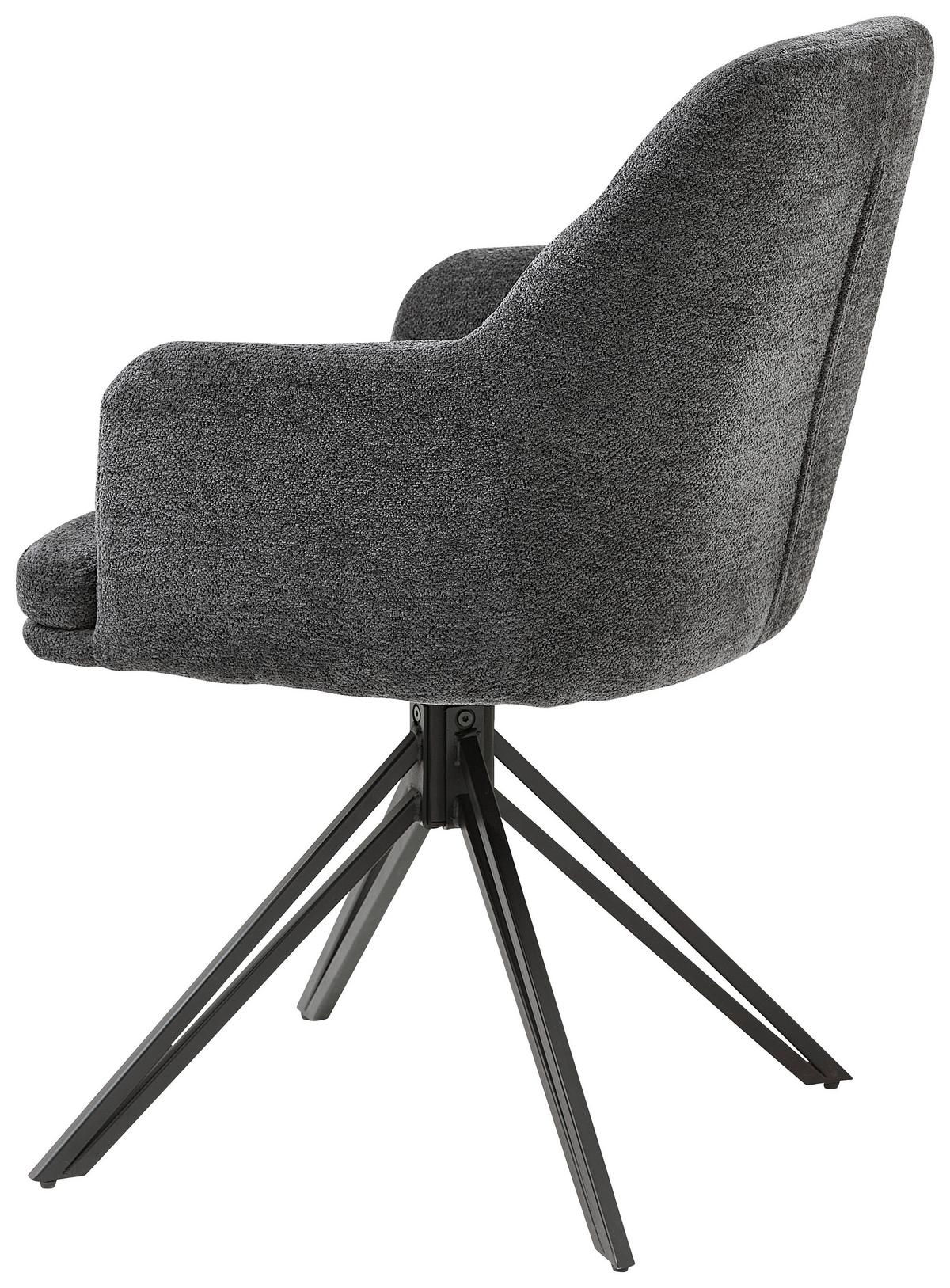 Armlehnstuhl Emilia - Anthrazit/Schwarz, MODERN, Textil/Metall (56,5/85,5/60cm) - MID.YOU