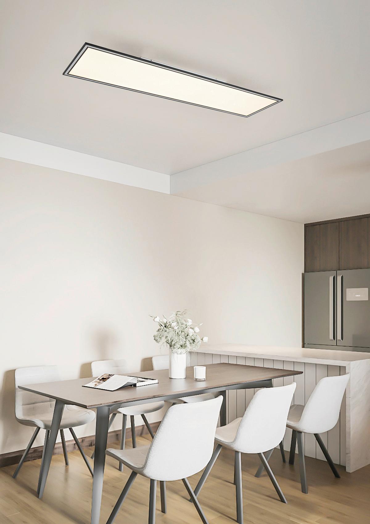 Led-deckenleuchte Bruno - Chromfarben/Schwarz, MODERN, Kunststoff/Metall (120/30/7,5cm) - Luca Bessoni