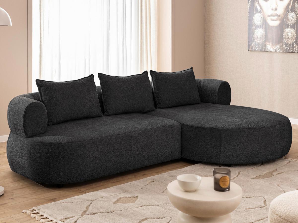 Ecksofa Ferro Schwarz S: 256x156 cm - Schwarz, Design, Textil (256/156cm) - Livetastic