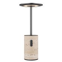 Akku-Tischleuchte Travertin Graphitfarben Weiß D: 12 cm - Graphitfarben/Schwarz, Design, Kunststoff/Stein (12/27,6cm) - Globo