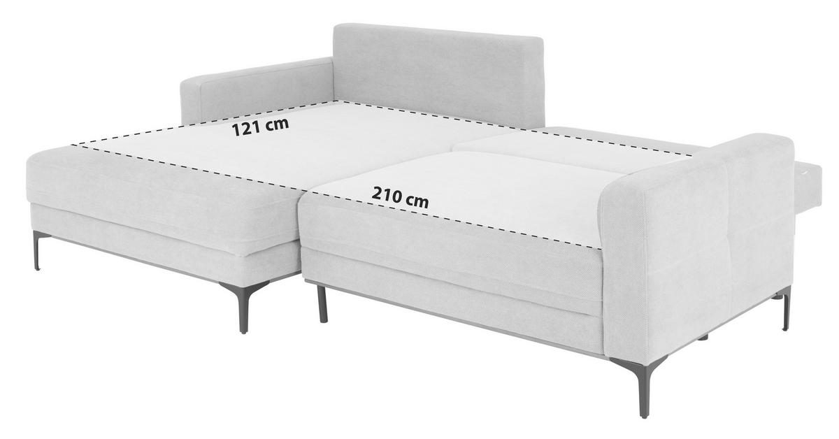 Ecksofa Mit Schlaffunktion Bergamo Lattefarben - Beige/Schwarz, MODERN, Textil (162/238cm) - Ondega