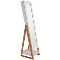 Schmuckschrank Levi Weiß H: 142 cm Stehend, Spiegel - Naturfarben/Weiß, MODERN, Glas/Holz (40/142/33cm) - MID.YOU