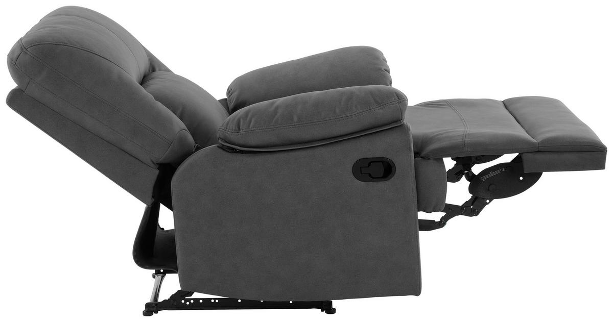 Relaxačné kreslo CLARA, sivá, s relaxačnou funkciou - čierna/sivá, Konventionell, kov/textil (89/99.5/94cm) - Livetastic