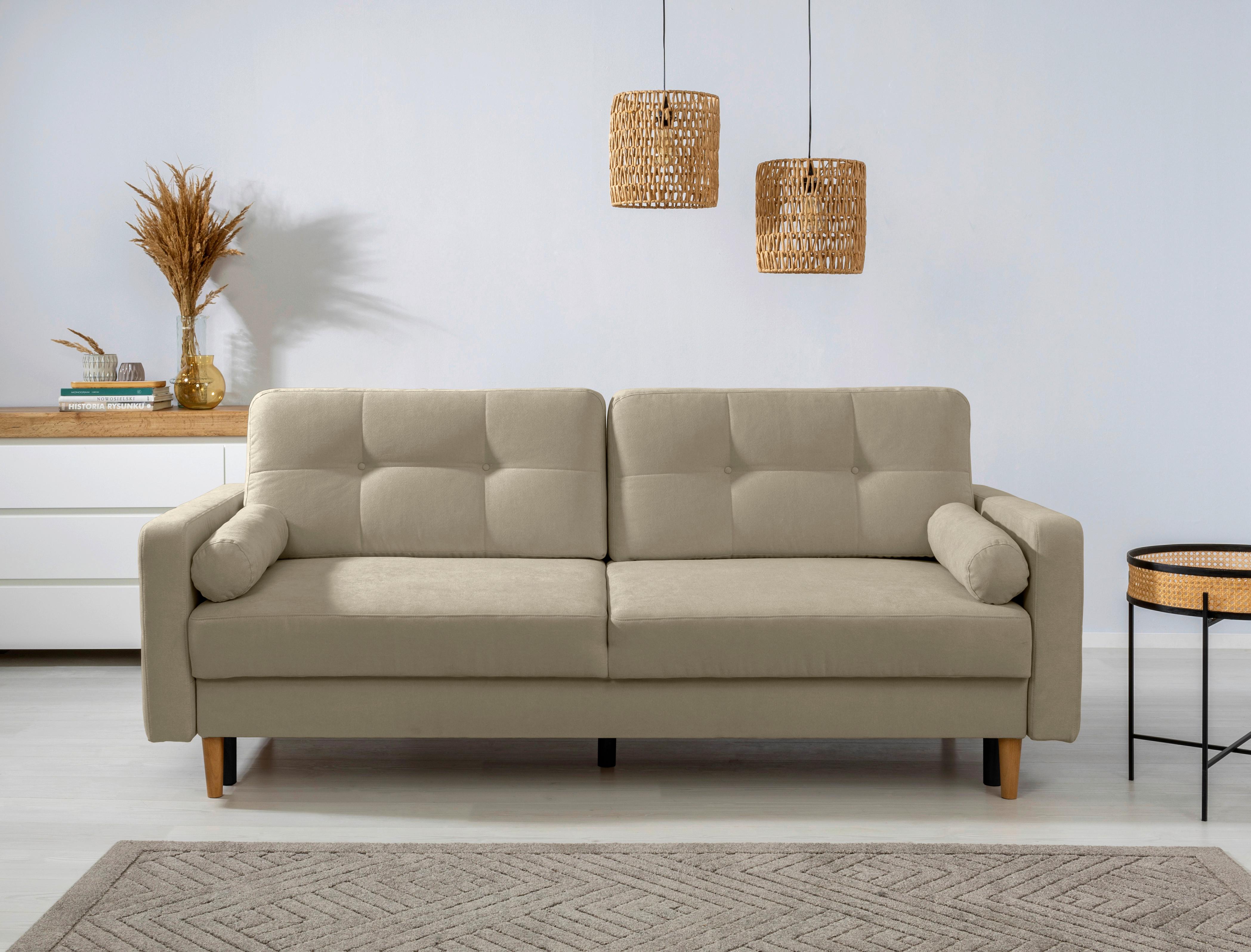 Schlafsofa Noret, Taupe B: 222 Cm - Taupe/Buchefarben, Design, Textil (222/93/99cm) - MID.YOU