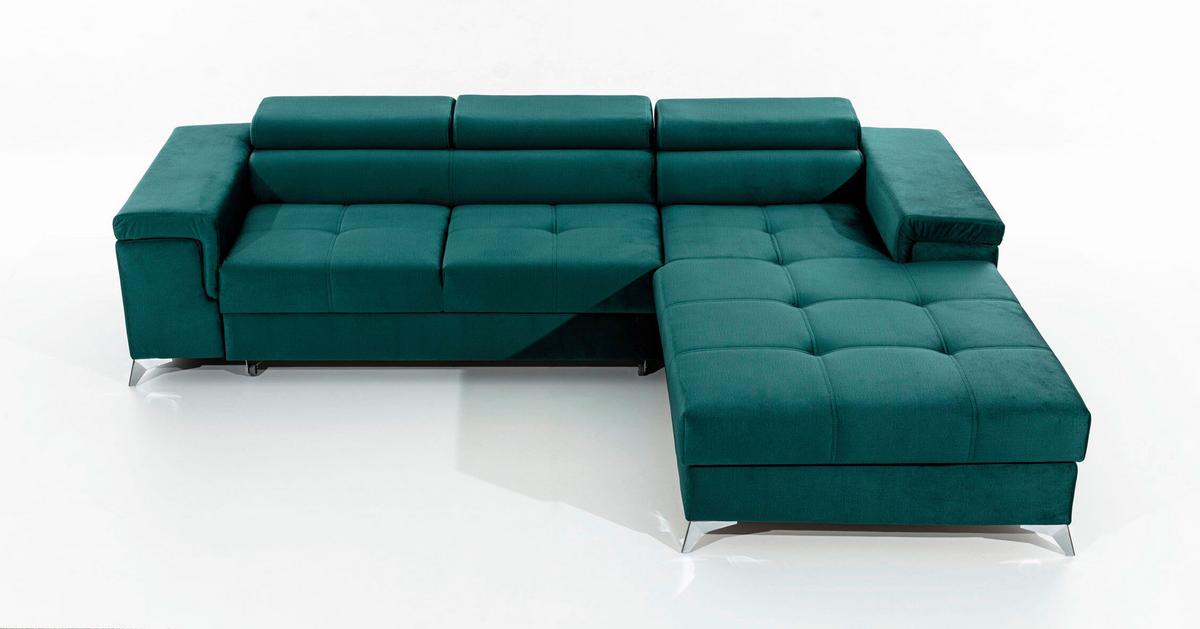Ecksofa Ricardo Grün S: 281x205 cm - Silberfarben/Grün, Design, Textil (281/205cm) - MID.YOU