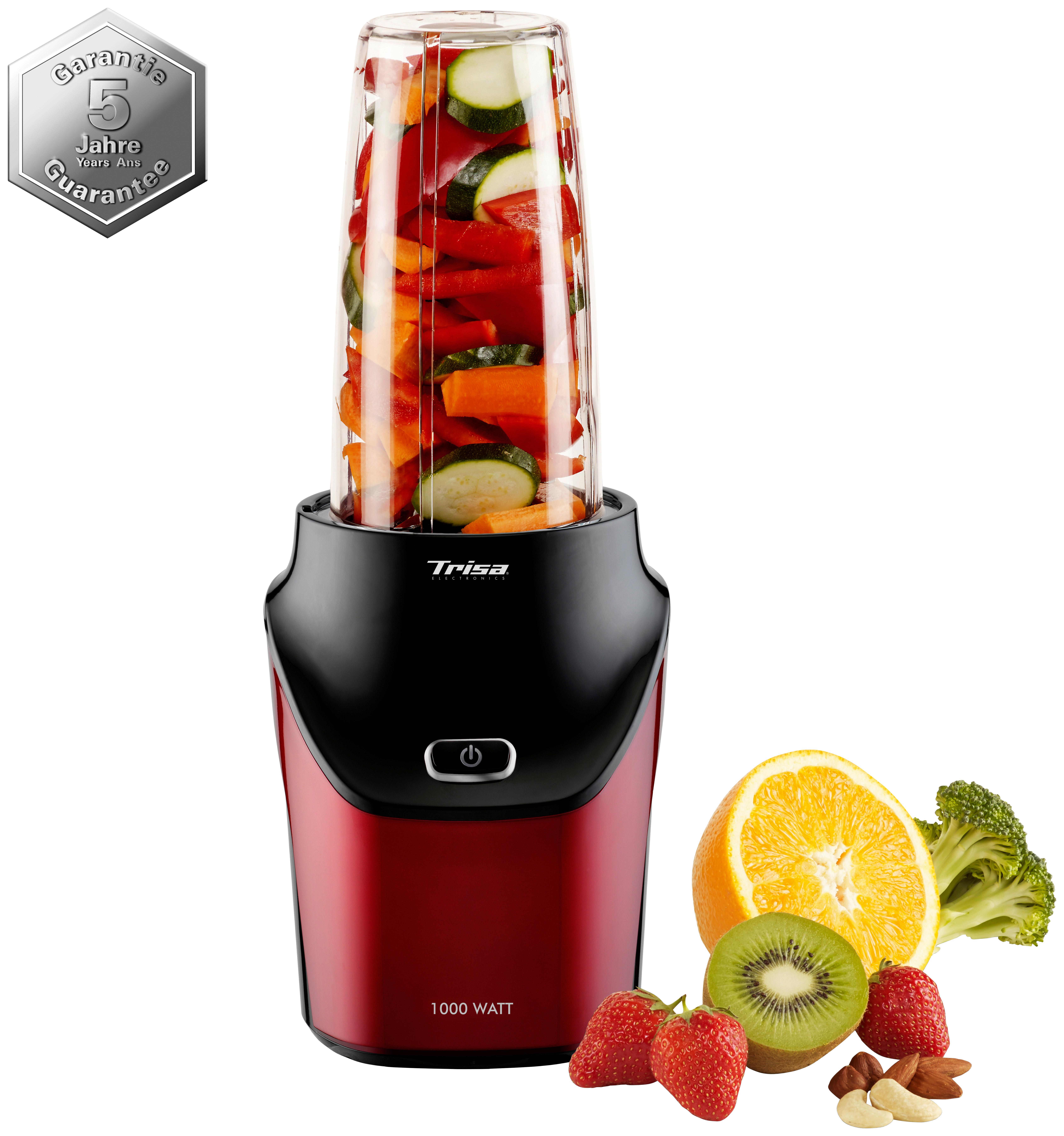 Smoothie Maker Energy Boost Rot/Schwarz 1000 W, mit Becher - Rot/Schwarz, MODERN, Kunststoff (16/18/20,5cm) - Trisa Electronics