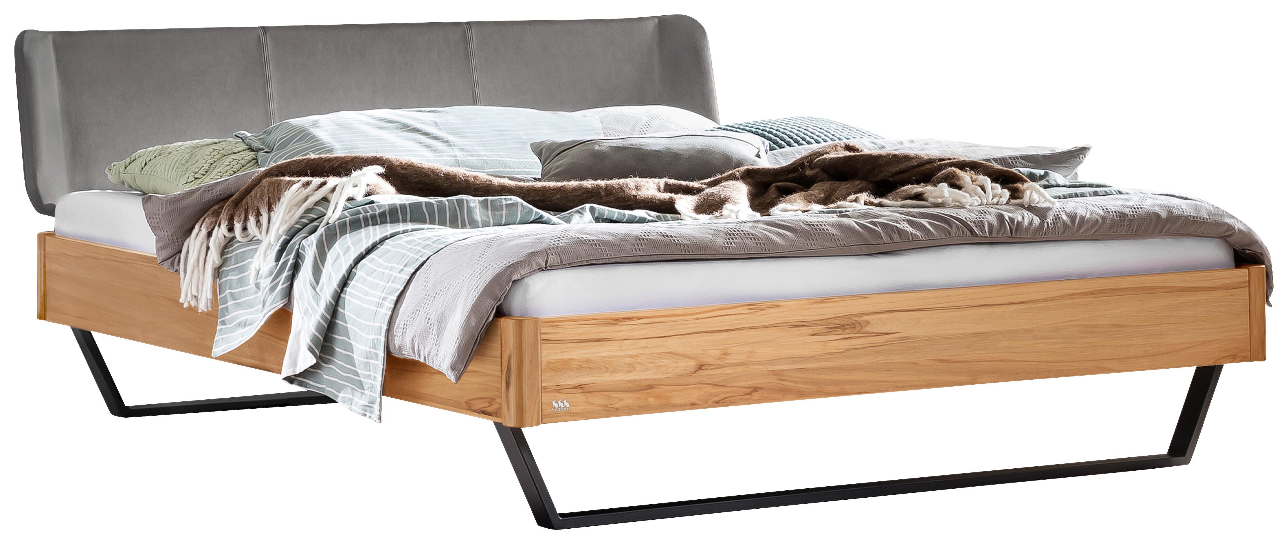 Bett Montieri Buchefarben 140x200 Cm - Dunkelgrau/Anthrazit, MODERN, Holz/Textil (140/200cm) - Hasena