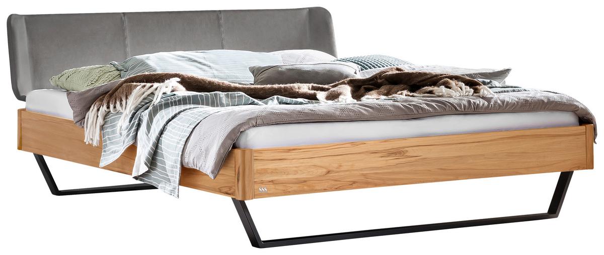 Bett Montieri Buchefarben 140x200 Cm - Dunkelgrau/Anthrazit, MODERN, Holz/Textil (140/200cm) - Hasena