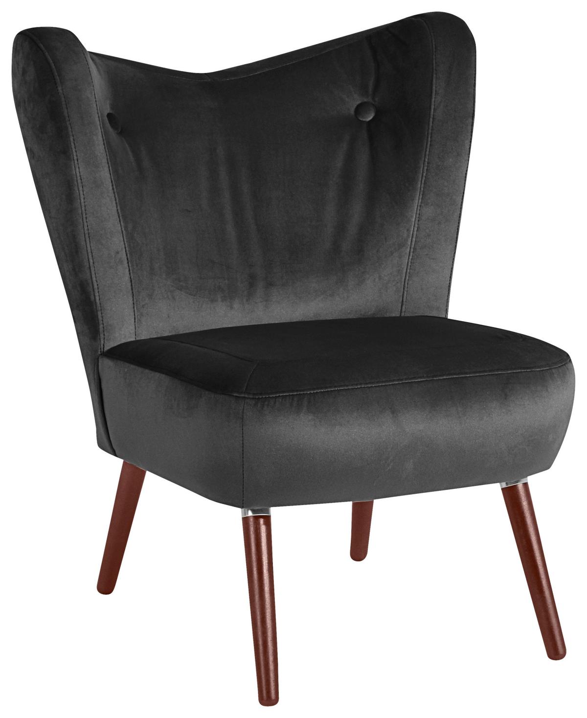 Polstersessel Sari Samt Anthrazit - Anthrazit/Nussbaumfarben, Design, Textil (70/86/69cm) - Max Winzer