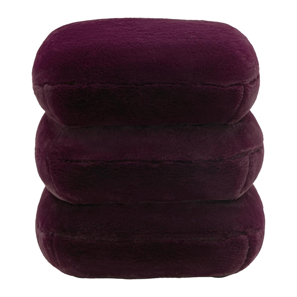 Dizajnová taburetka VICKY, bordová umelá kožušina - bordová, Modern, kov/drevo (54/54/44cm) - Premium Living