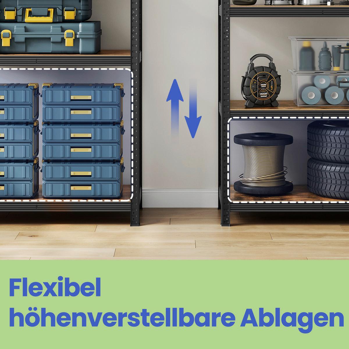 Schwerlastregal Braun, Schwarz B: 100 Cm - Schwarz/Braun, Basics, Holzwerkstoff/Metall (100/200/50cm)