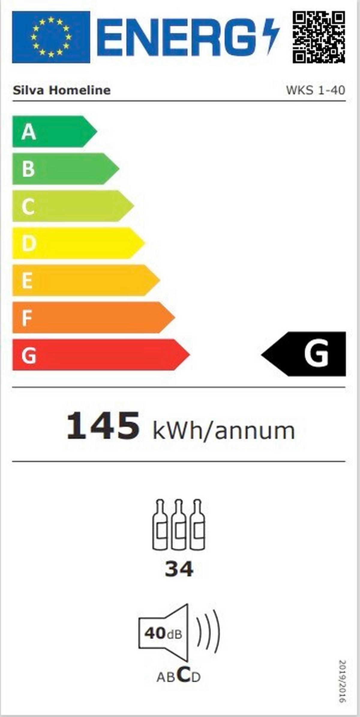 Weinkühlschrank Wks 1-40 Schwarz 93l Für 34 Flaschen - Schwarz, Basics, Glas/Kunststoff (47/84,5cm) - Silva Schneider