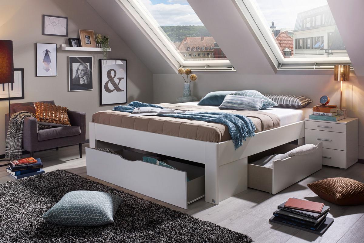 Stauraumbett Mit Bettkasten 160x200 Cm Scala Weiß - Weiß, MODERN, Holzwerkstoff (160/200cm) - Rauch Möbel