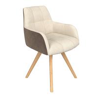 Armlehnstuhl Elke beige Eiche massiv, drehbar, B: 61cm - Creme/Braun, KONVENTIONELL, Holz/Textil (61/88/66,5cm)