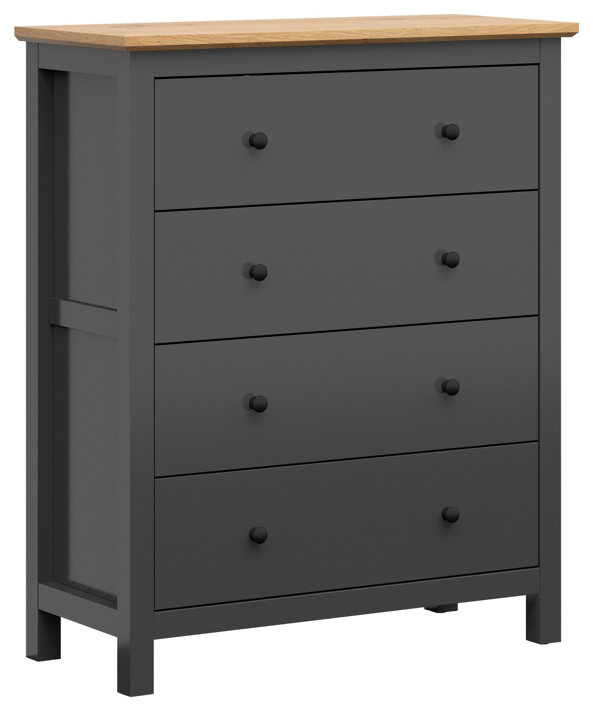Kommode 101 cm Hesen Chest Of Drawers, Graphitfarben - Graphitfarben/Eiche Artisan, Design, Holzwerkstoff (101/120/44cm)