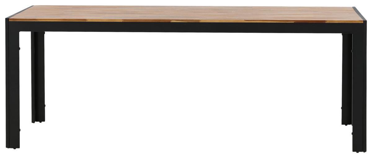 Gartentisch Bois Akazienholz /Metall L 205 cm - Schwarz/Akaziefarben, KONVENTIONELL, Holz/Metall (205/90/75cm) - Gardenson
