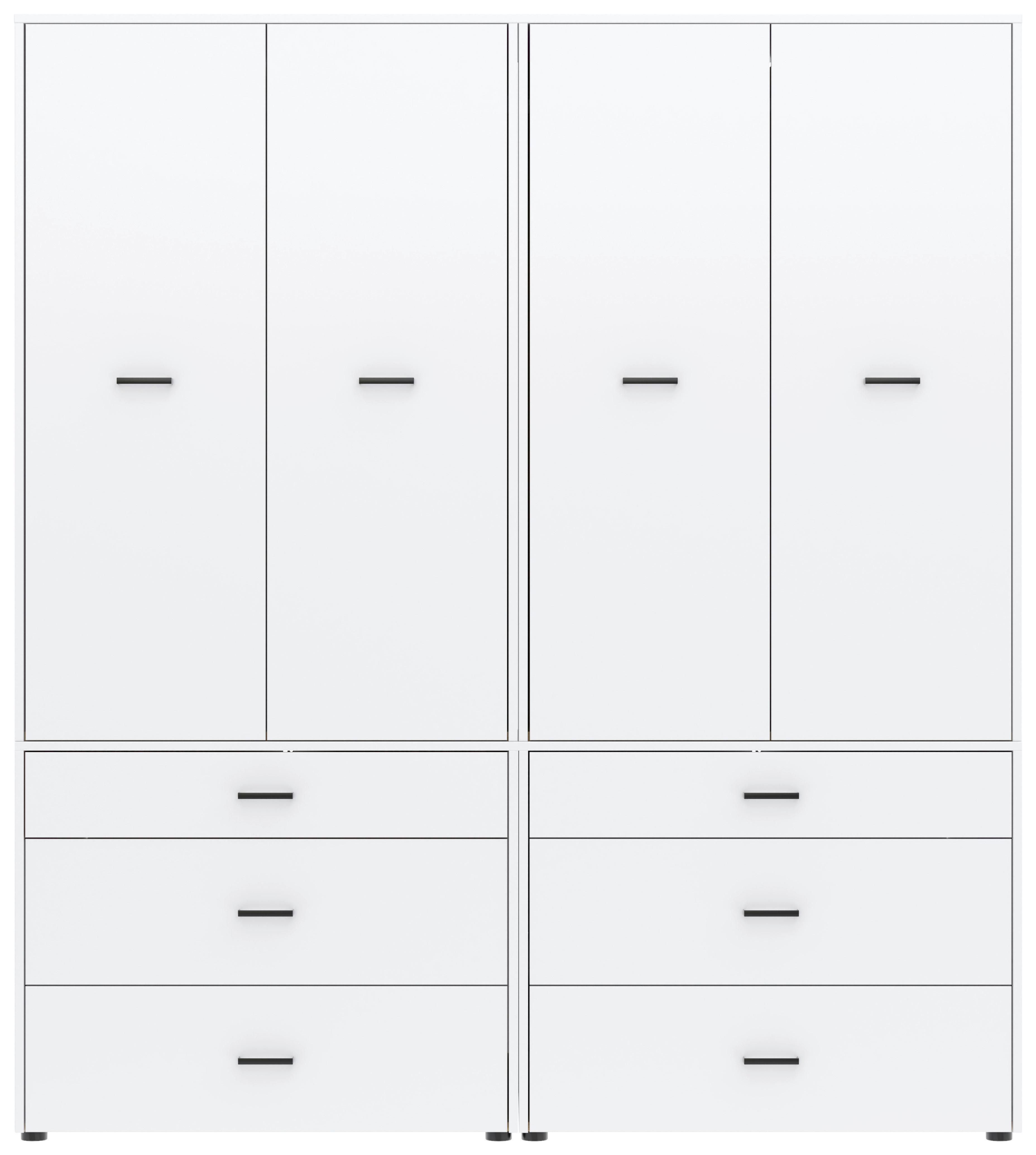 Drehtürenschrank m. Schubladen 180 cm Kivo, Weiß