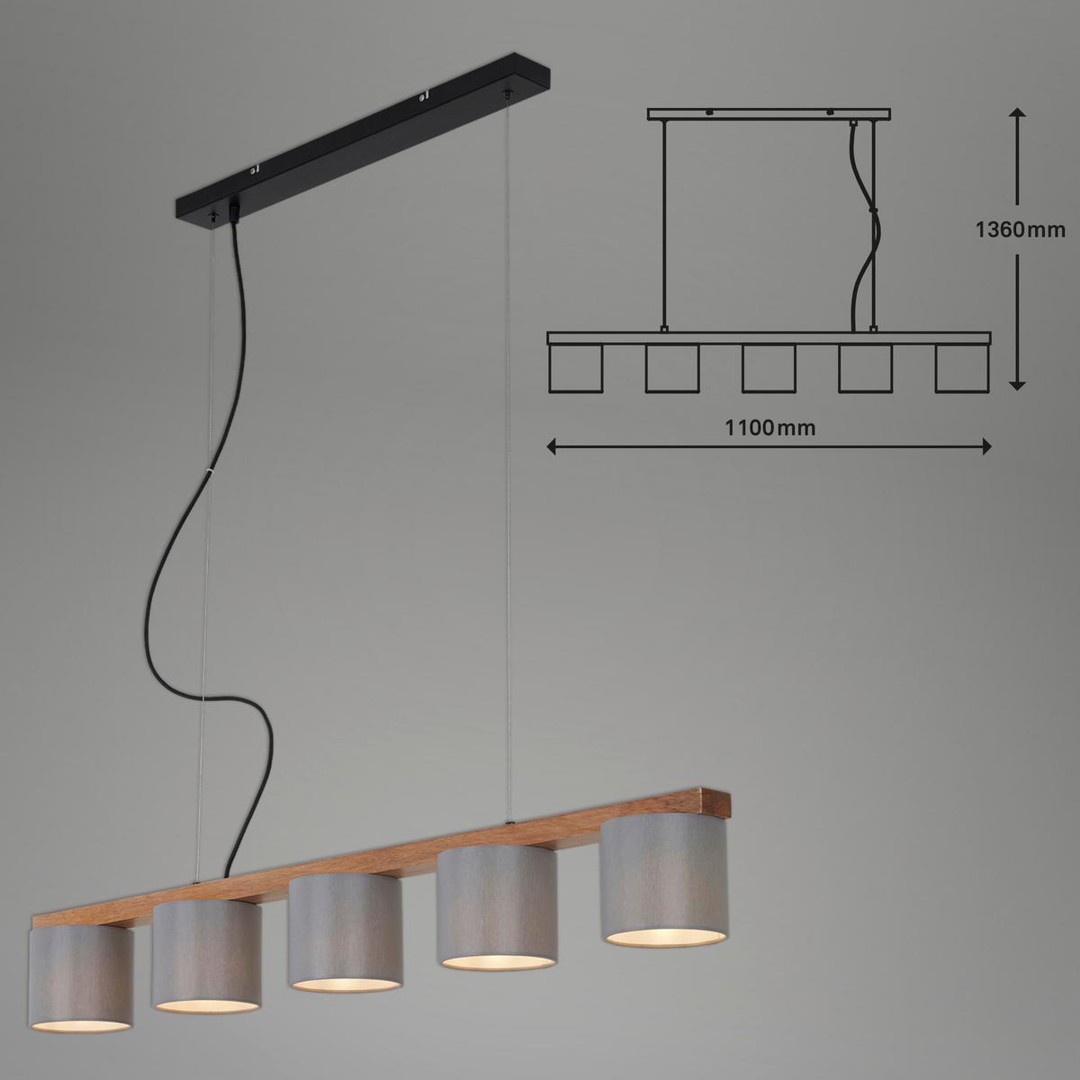 PENDELLEUCHTE LxBxH: ca. 110x15x13,6 cm - Schwarz/Grau, Basics, Holz/Kunststoff (110/15/13,6cm)