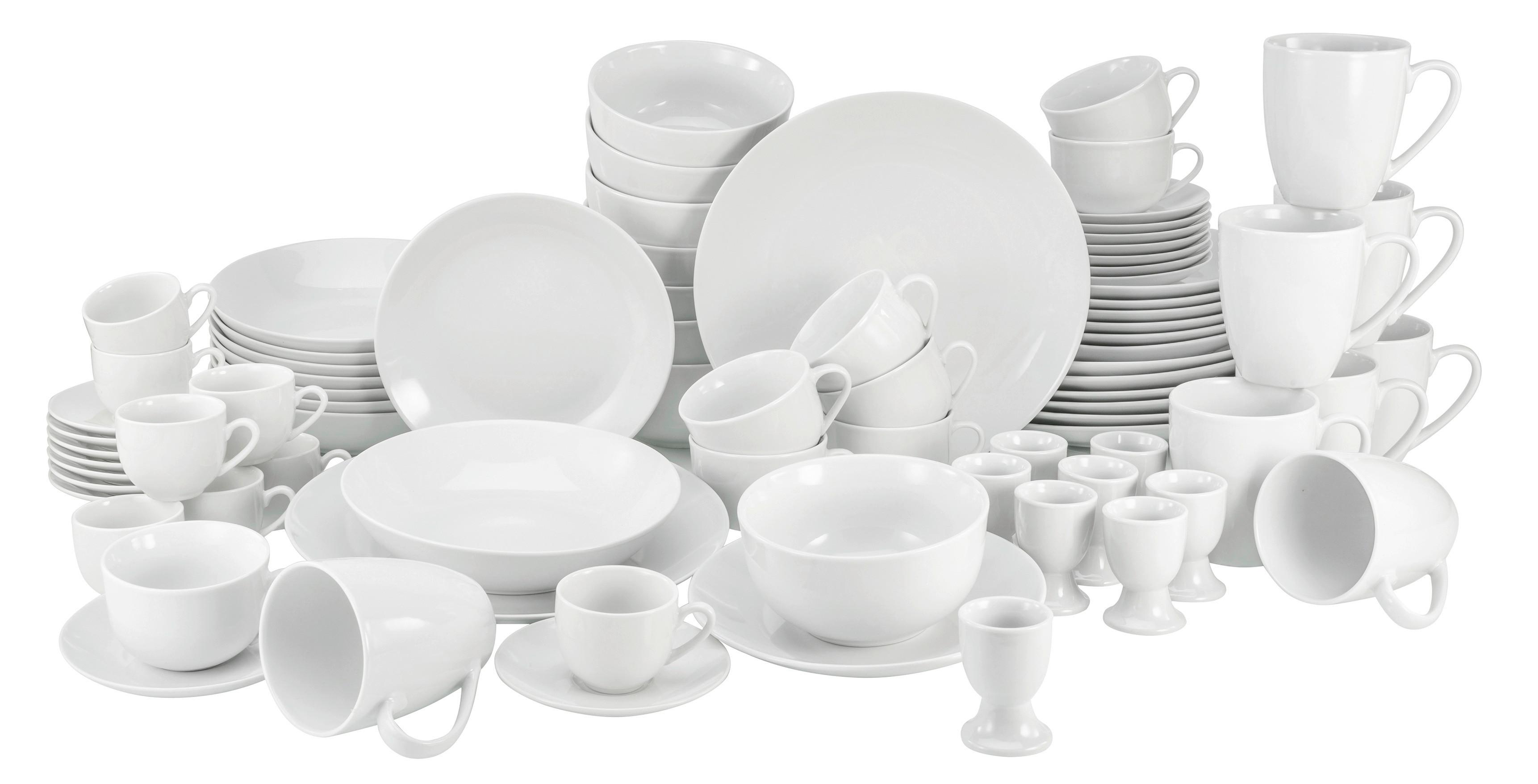 Kombinovaná souprava 80 dílná pro 8 osob - bílá, Basics, keramika (57/48/35cm)