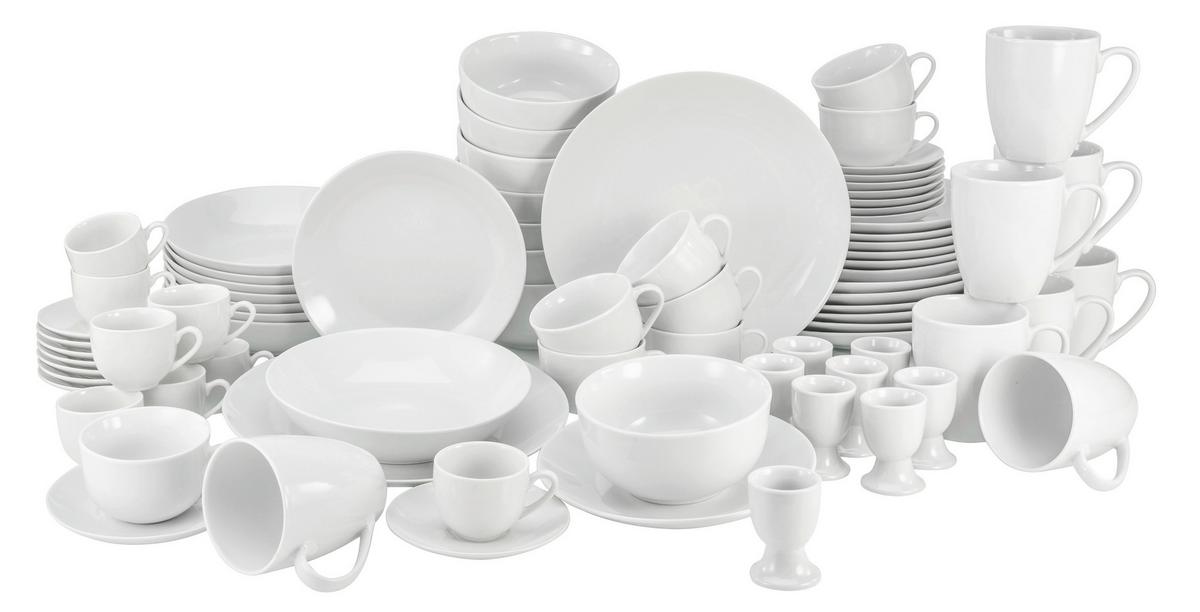 Kombinovaná souprava 80 dílná pro 8 osob - bílá, Basics, keramika (57/48/35cm)