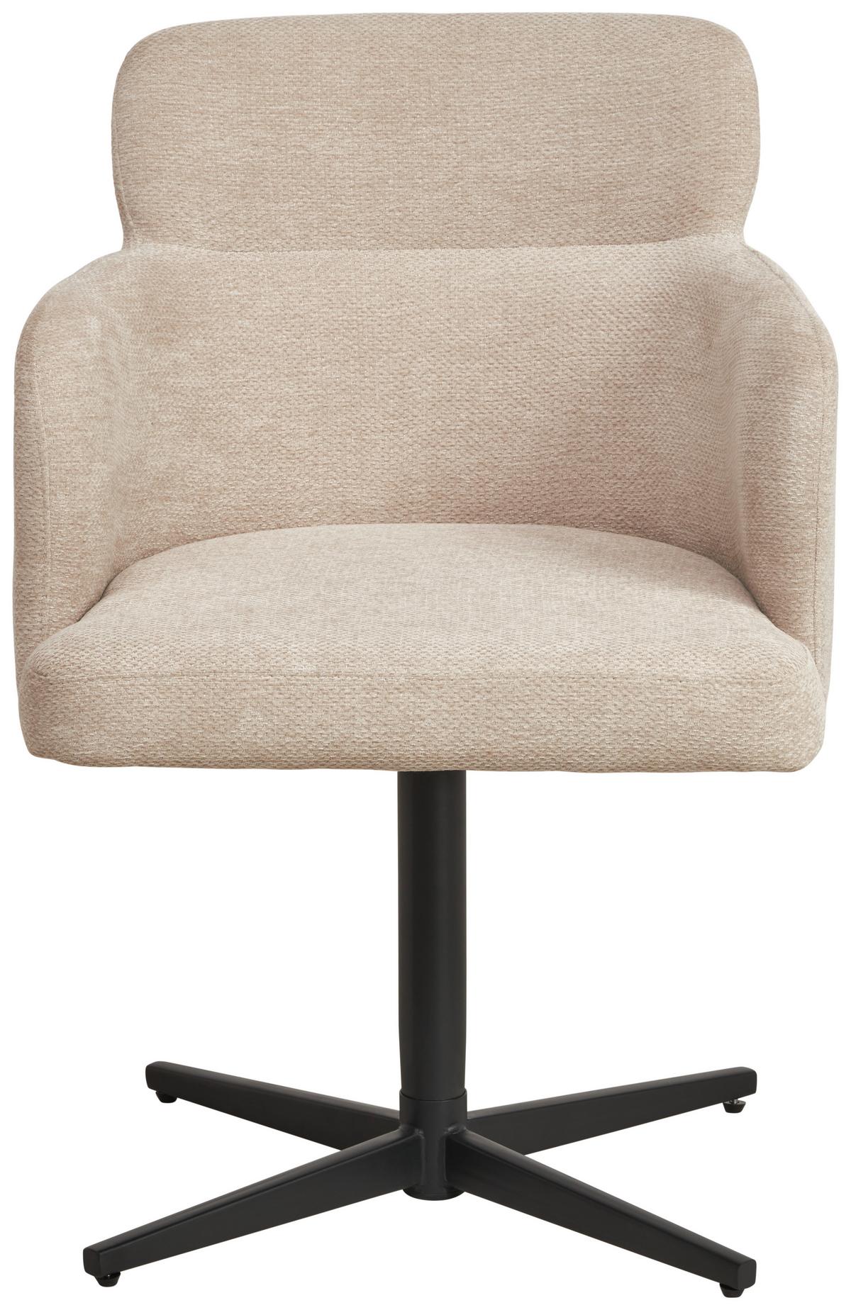 Armlehnstuhl Matteo Webstoff Beige, B: 58,5 cm - Beige/Schwarz, KONVENTIONELL, Holz/Textil (58,5/85/63cm) - Livetastic