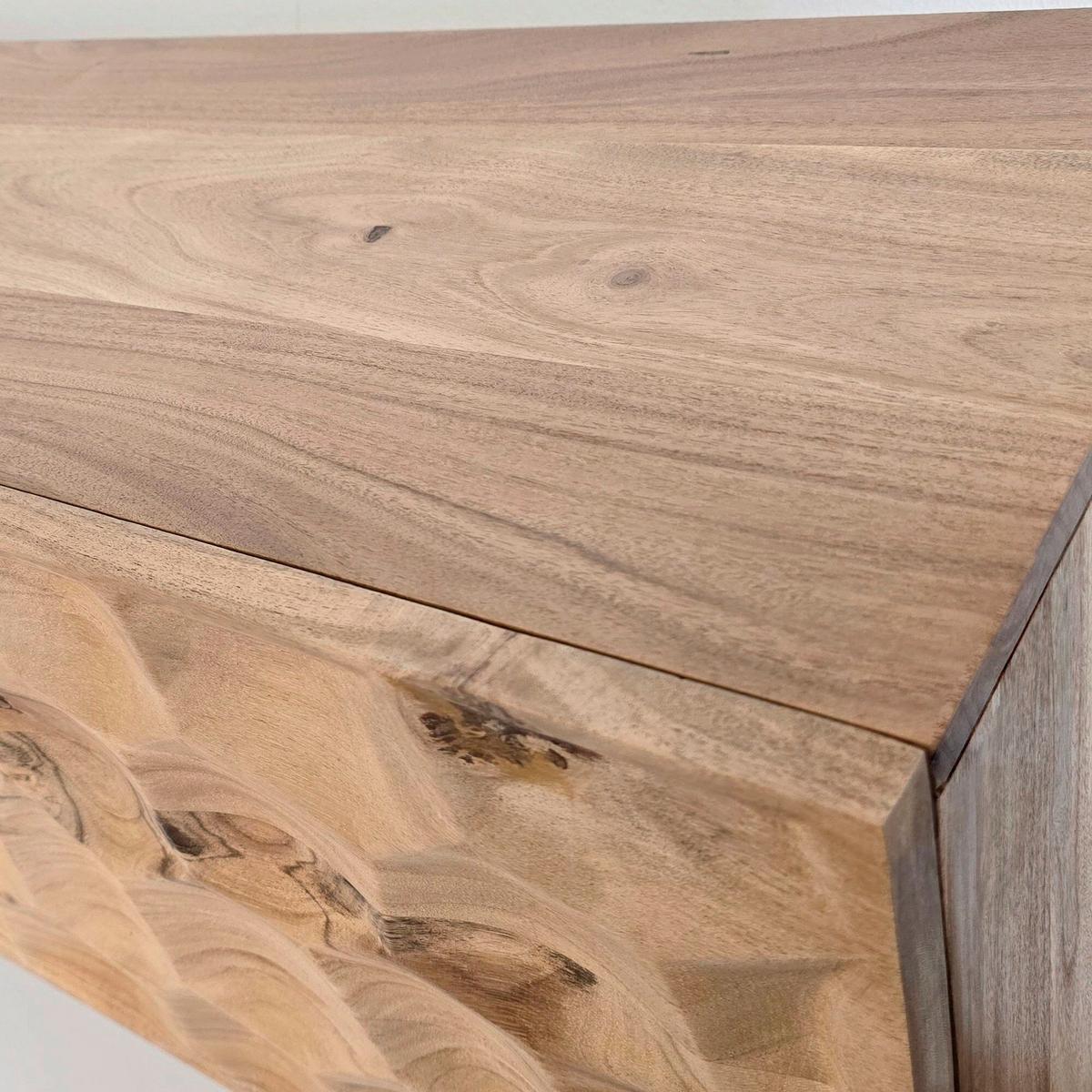 Lowboard Akaziefarben B: 160cm - Schwarz/Akaziefarben, Natur, Holz (160/56/37cm) - Livetastic