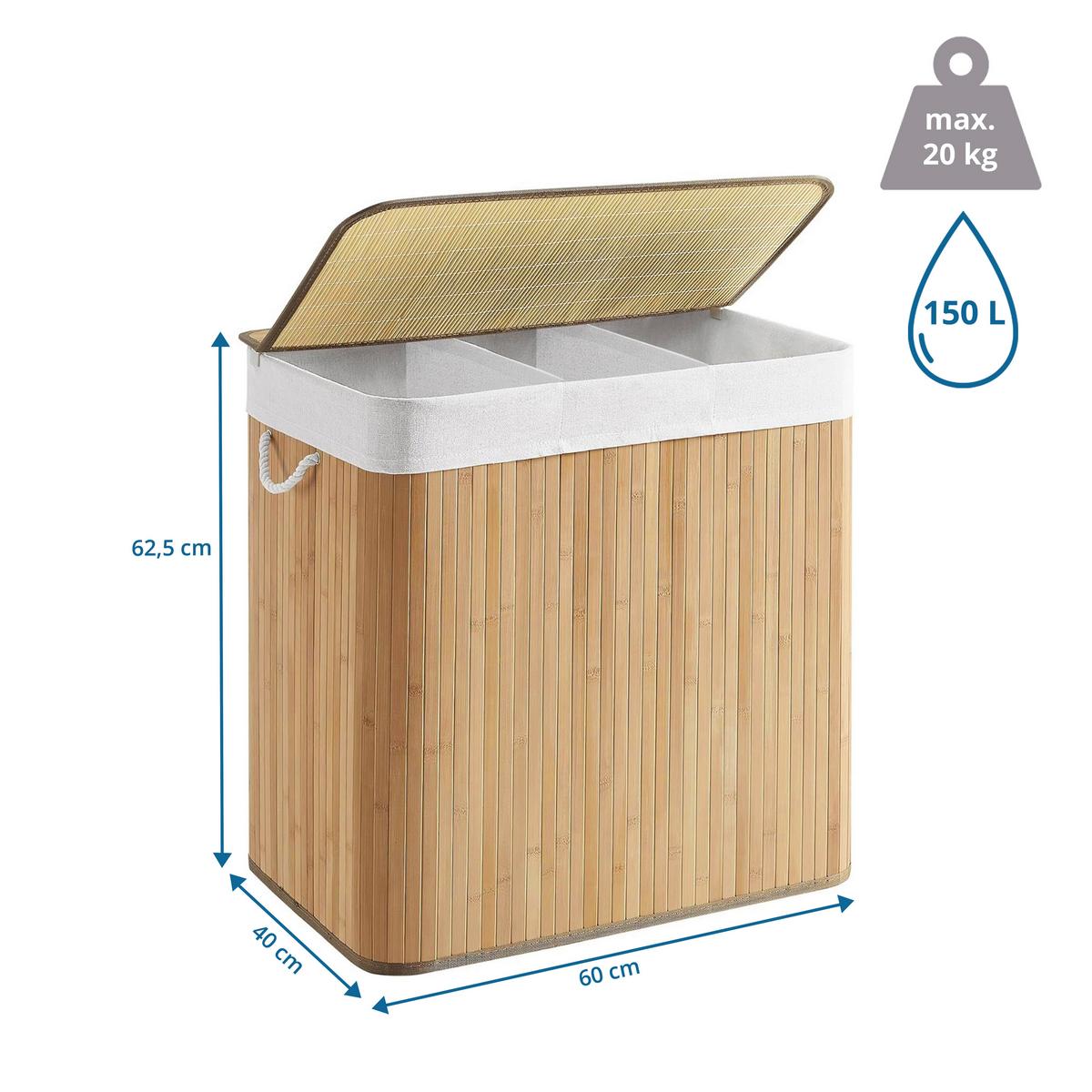 WÄSCHEKORB Falster Braun B: 60cm - Braun, MODERN, Holz/Textil (60/62,5/40cm) - MID.YOU