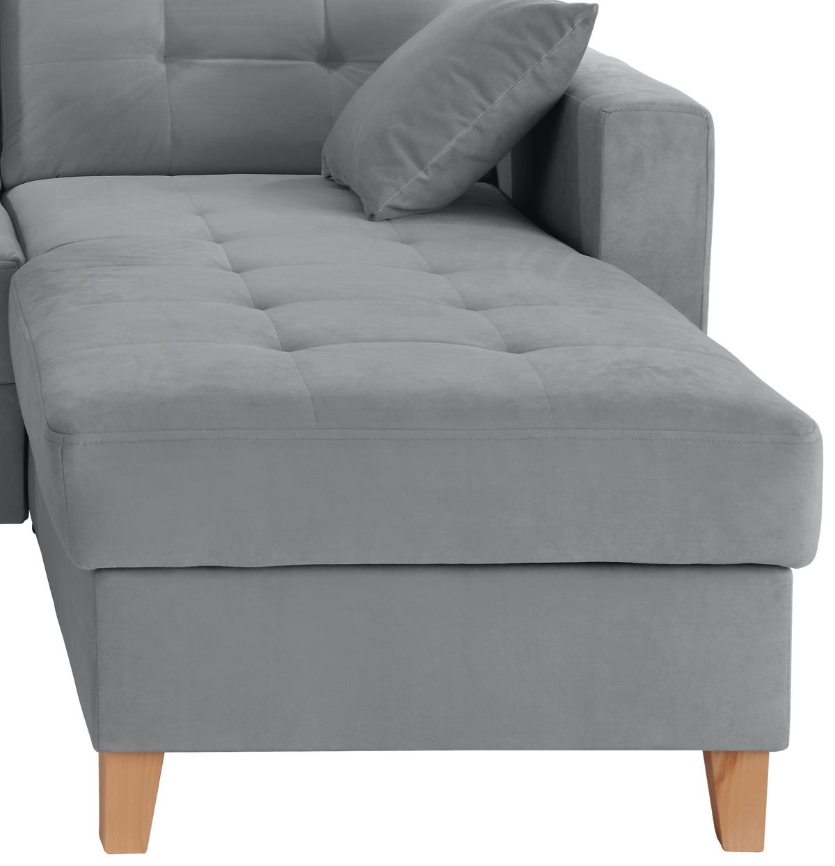 Rohová sedačka BERGEN, obojstranná, sivý zamat - sivá/prírodná farba, Design, drevo/textil (160/231cm) - Luca Bessoni