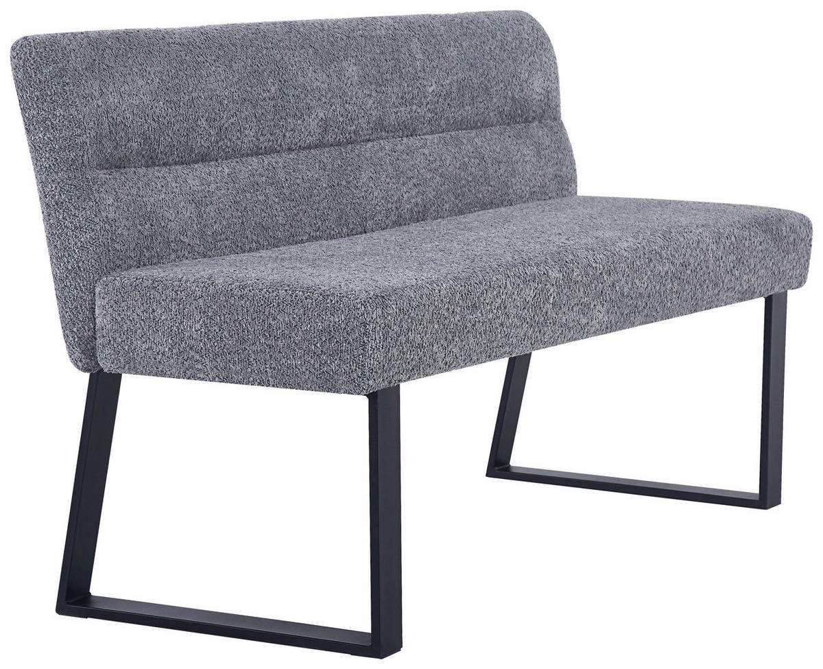 Sitzbank Kea Mit Lehne Grau, B: 140 Cm - Schwarz/Grau, KONVENTIONELL, Textil/Metall (140/83/61cm) - MID.YOU