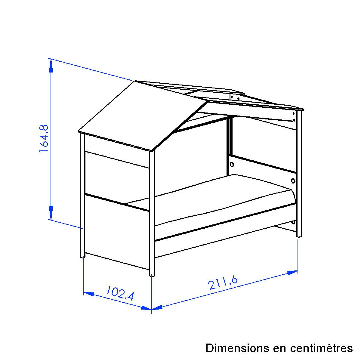 Hochbett MATIS 90x200 cm - Kastanienfarben/Weiß, Basics, Holzwerkstoff (90/200cm)