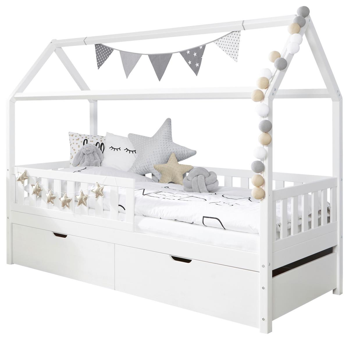 Hausbett 90x200cm Weiß - Weiß, MODERN, Holz (90/200cm) - MID.YOU