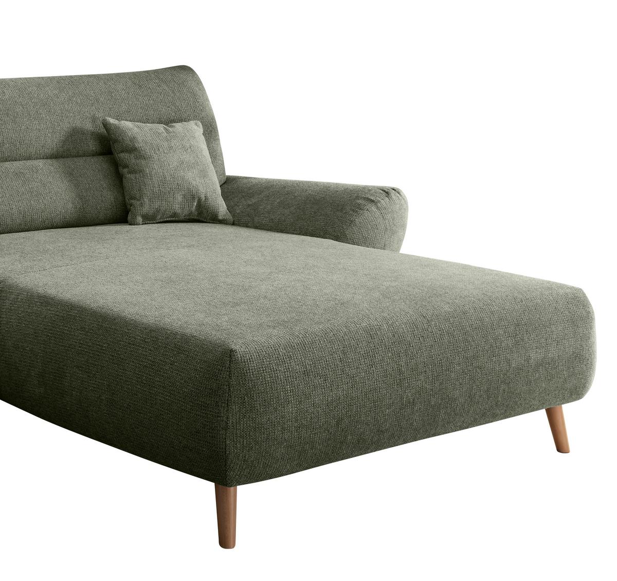 Ecksofa Chenille Dunkelgrün S: 290x166 cm - Wildeiche/Dunkelgrün, MODERN, Textil (290/166cm) - MID.YOU