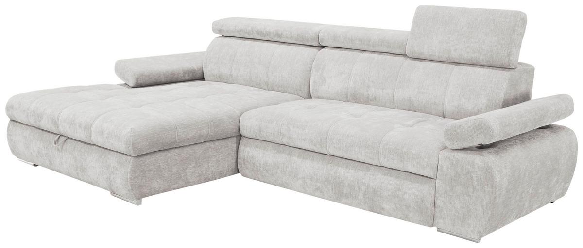 Rohová sedačka VEGAS, levá, světle šedá žinylka - barvy stříbra/světle šedá, Design, dřevo/textil (173/294cm)