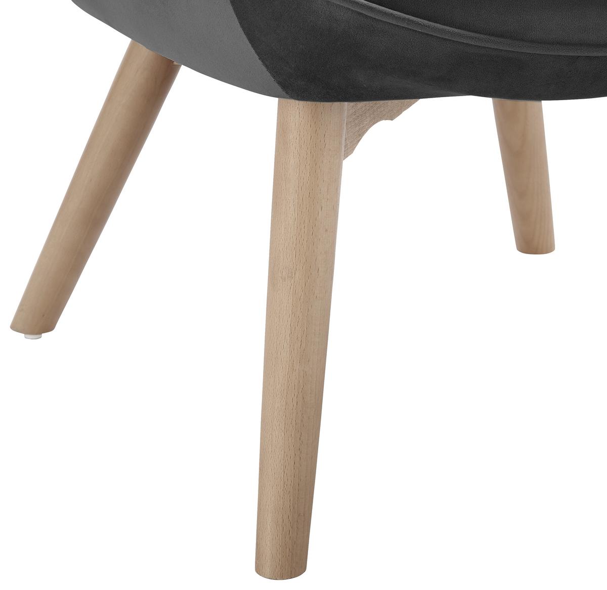 Relaxační křeslo s taburetkou Merlin, šedé - antracitová, Moderní, kov/dřevo (71/98/80cm) - Bessagi Home