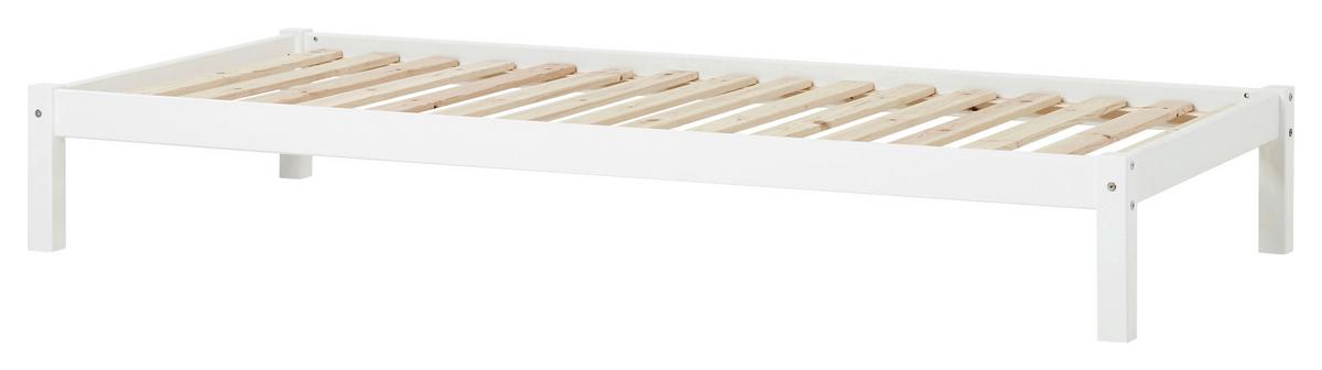 Bett Eco Dream Kiefer Massiv Weiß, Lf: 90x200 cm - Weiß/Naturfarben, MODERN, Holz (90/200cm) - MID.YOU