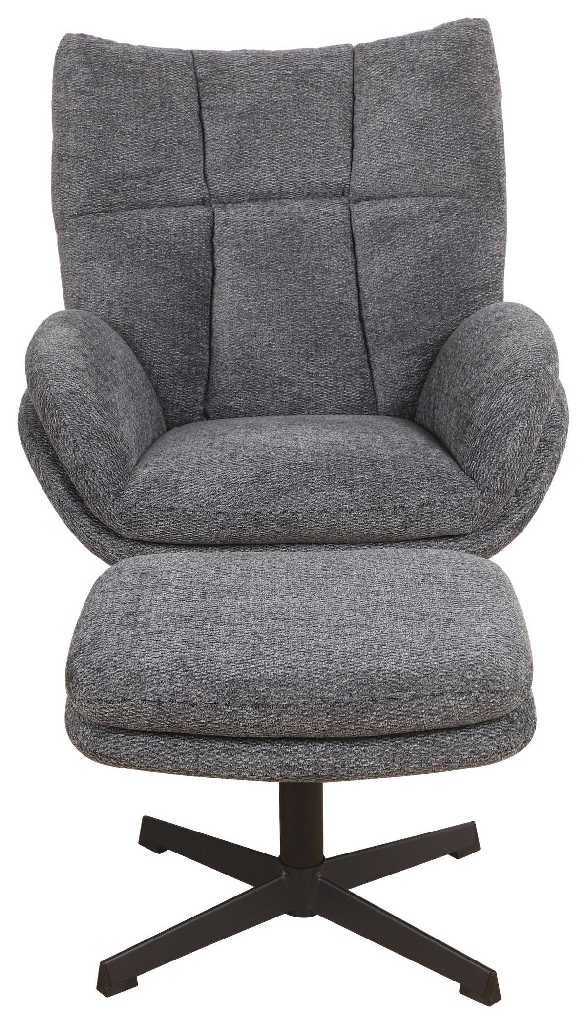 Relaxsessel Houston Chenille dunkelgrau, B: 76cm - Dunkelgrau/Schwarz, MODERN, Textil/Metall (76/101/87cm)