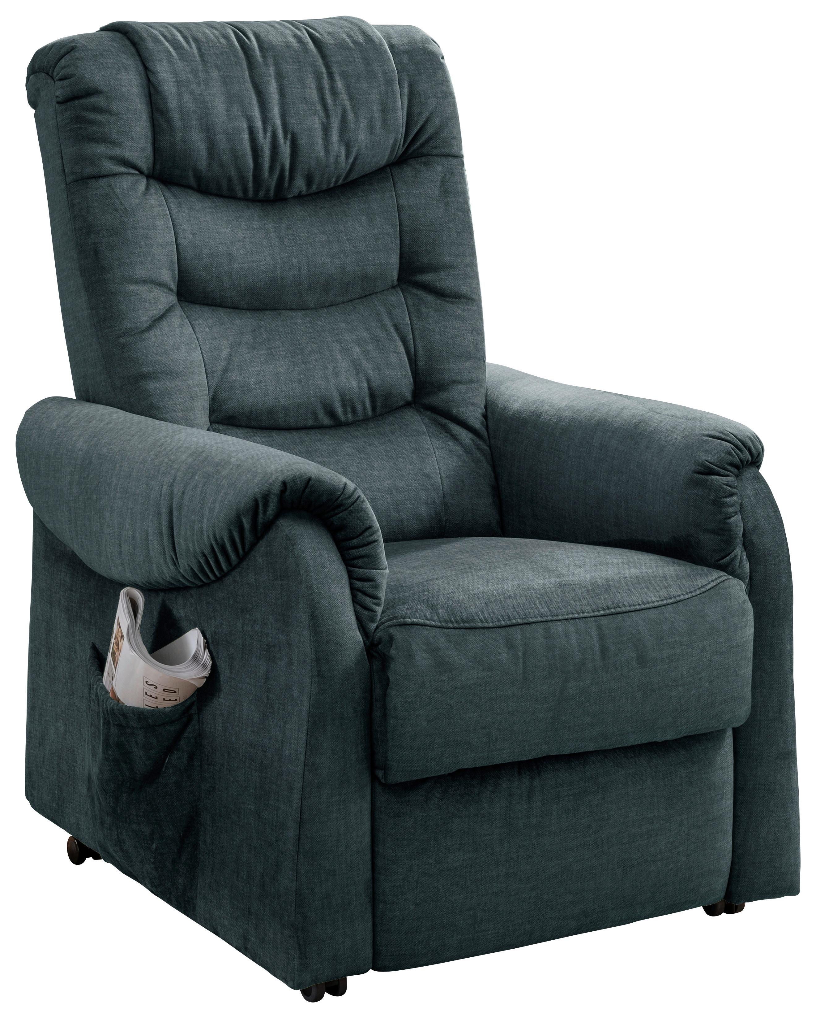 Fernsehsessel Nino Dunkelblau B: 78 cm - Schwarz/Braun, Design, Textil (78/107/93cm) - Livetastic