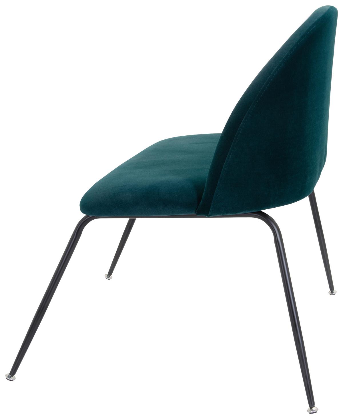 Besucherstuhl Velvo Samt Petrol Bis 120 Kg - Petrol/Schwarz, Basics, Textil/Metall (72/80/65cm) - MID.YOU