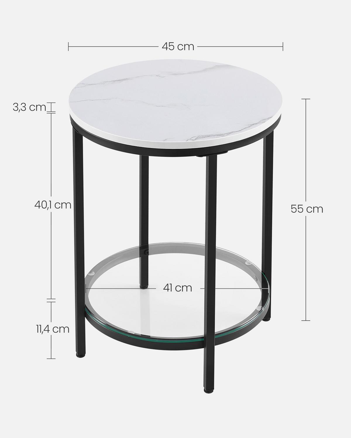 Beistelltisch Schwarz, Weiß D: 45 Cm - Schwarz/Weiß, Trend, Glas/Holzwerkstoff (45/55/45cm) - MID.YOU