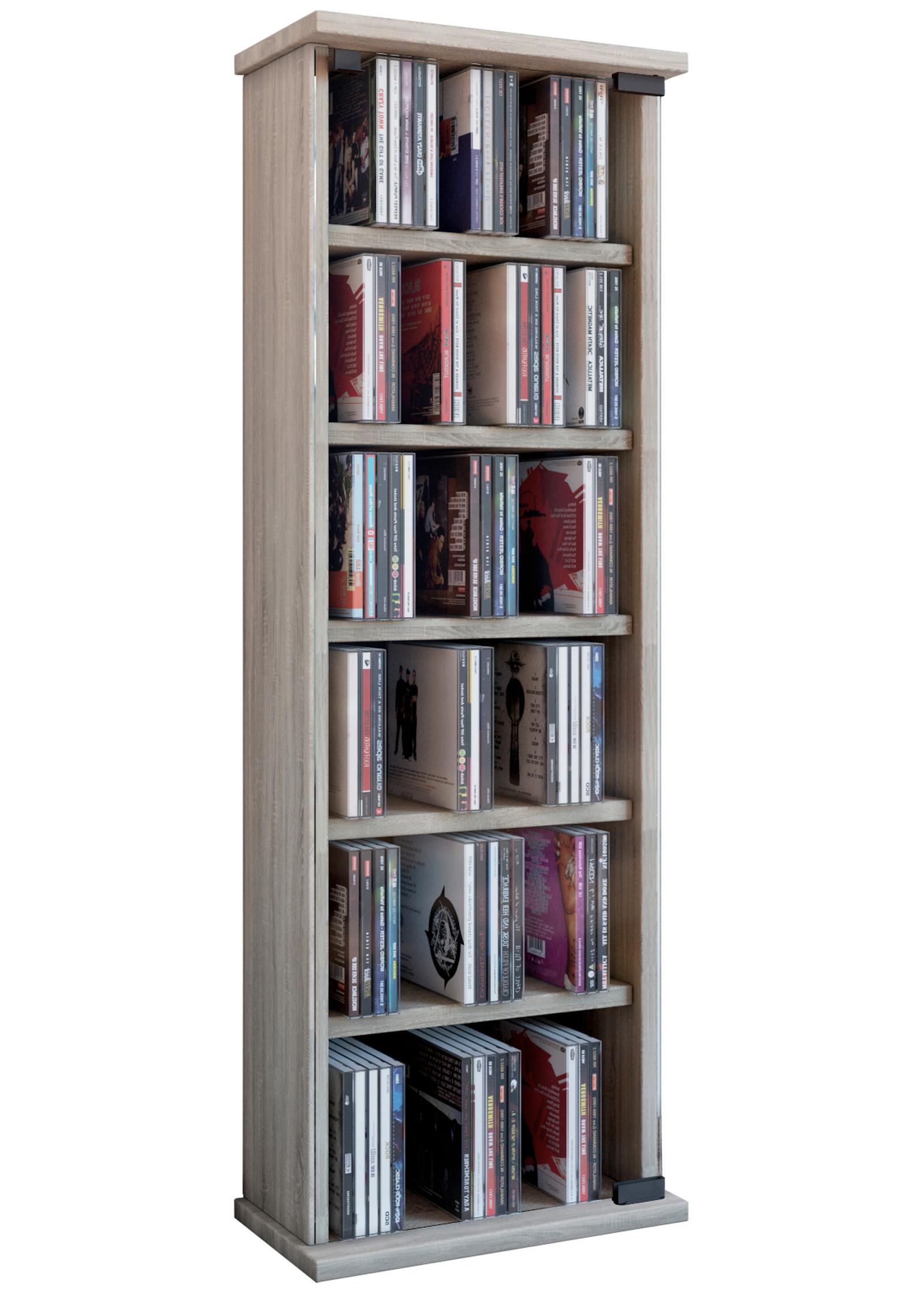 Cd Regal Mit Glastür Vetro 31 Cm Eiche Dekor - Eichefarben, KONVENTIONELL, Glas/Holzwerkstoff (31/92/18cm) - MID.YOU