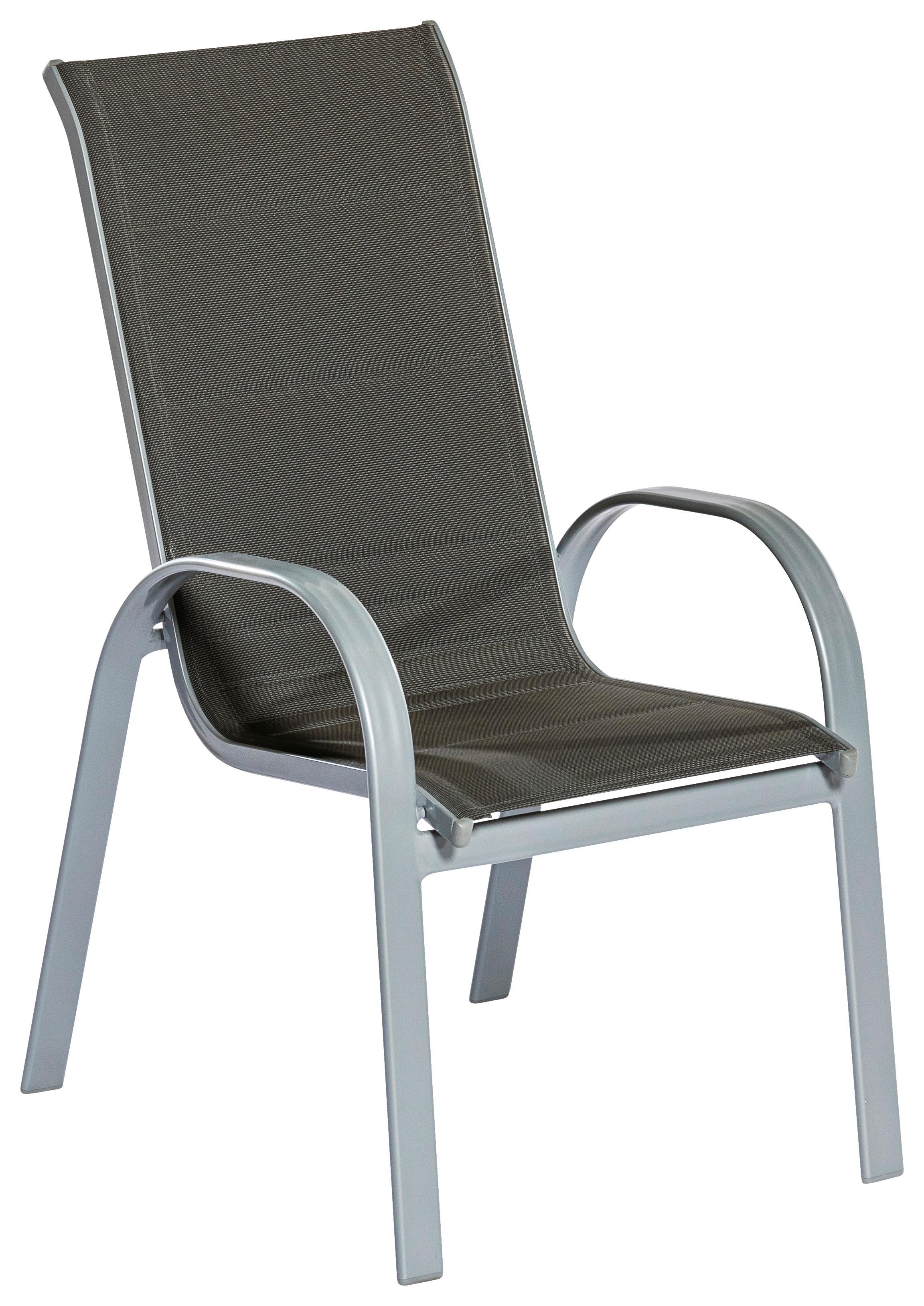 Gartensessel stapelbar 2er Set Amalfi di Lusso Metall/Textil - Anthrazit/Silberfarben, KONVENTIONELL, Textil/Metall (56,5/104/77cm) - Gardenson