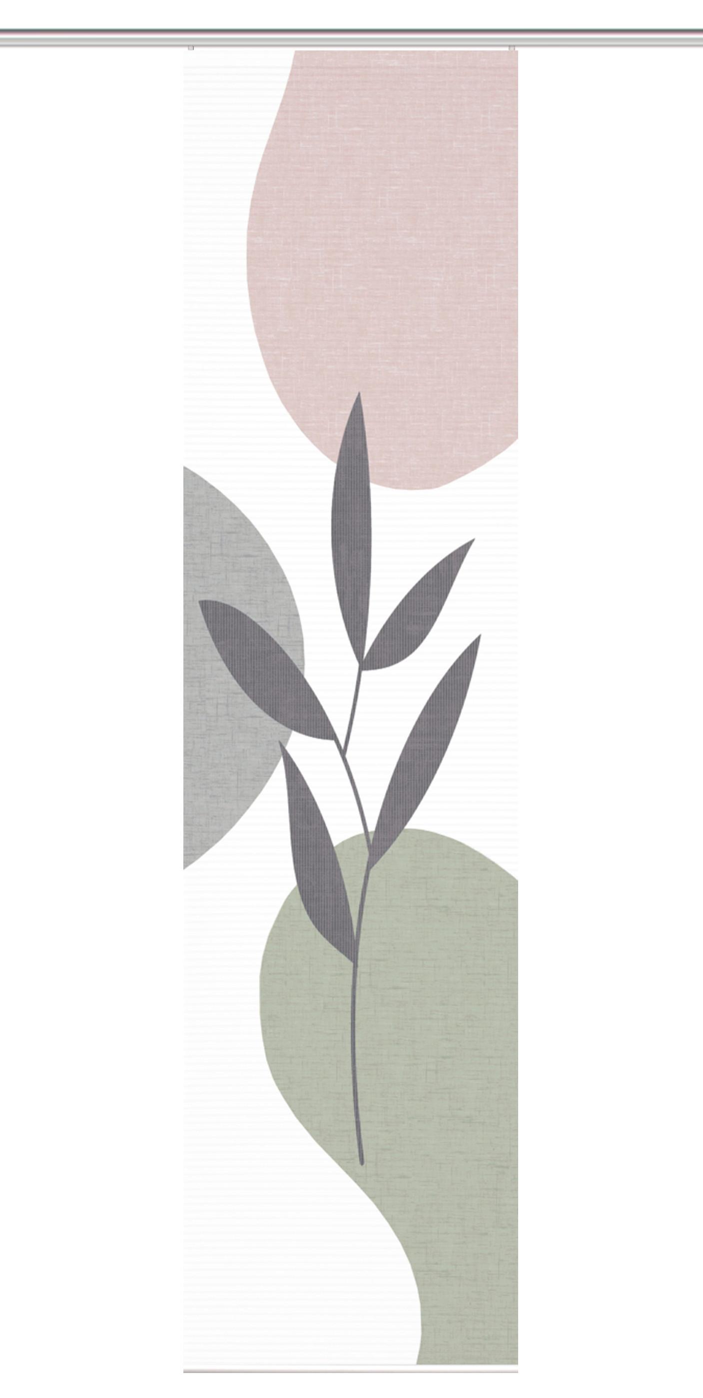PANELOVÝ ZÁVĚS FRONDA - starorůžová/šalvějově zelená, Natur, textil (60/245cm)