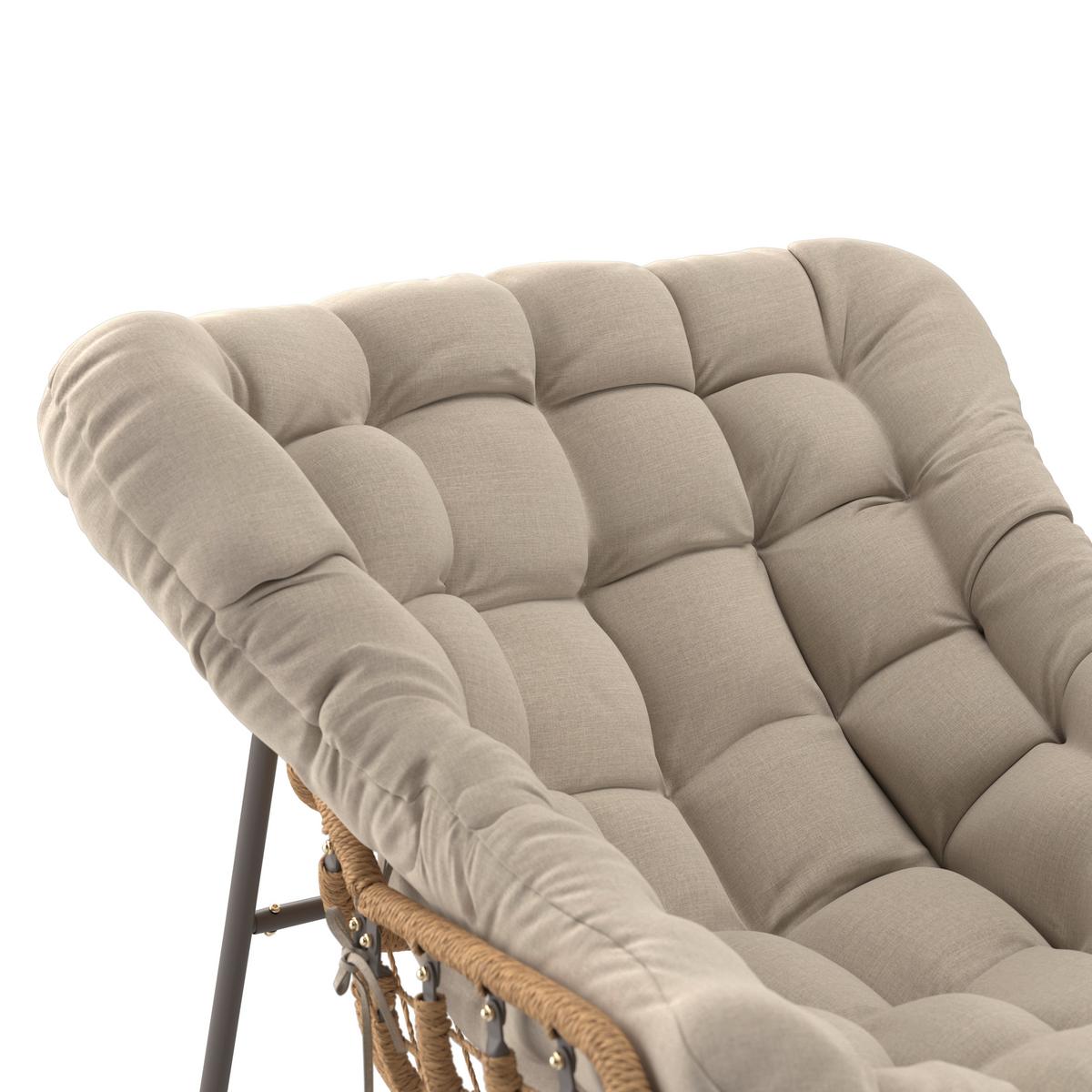 Garten-Relaxsessel Sarah - Gelb/Beige, MODERN, Kunststoff/Textil (110/42/97,5cm) - Beldano
