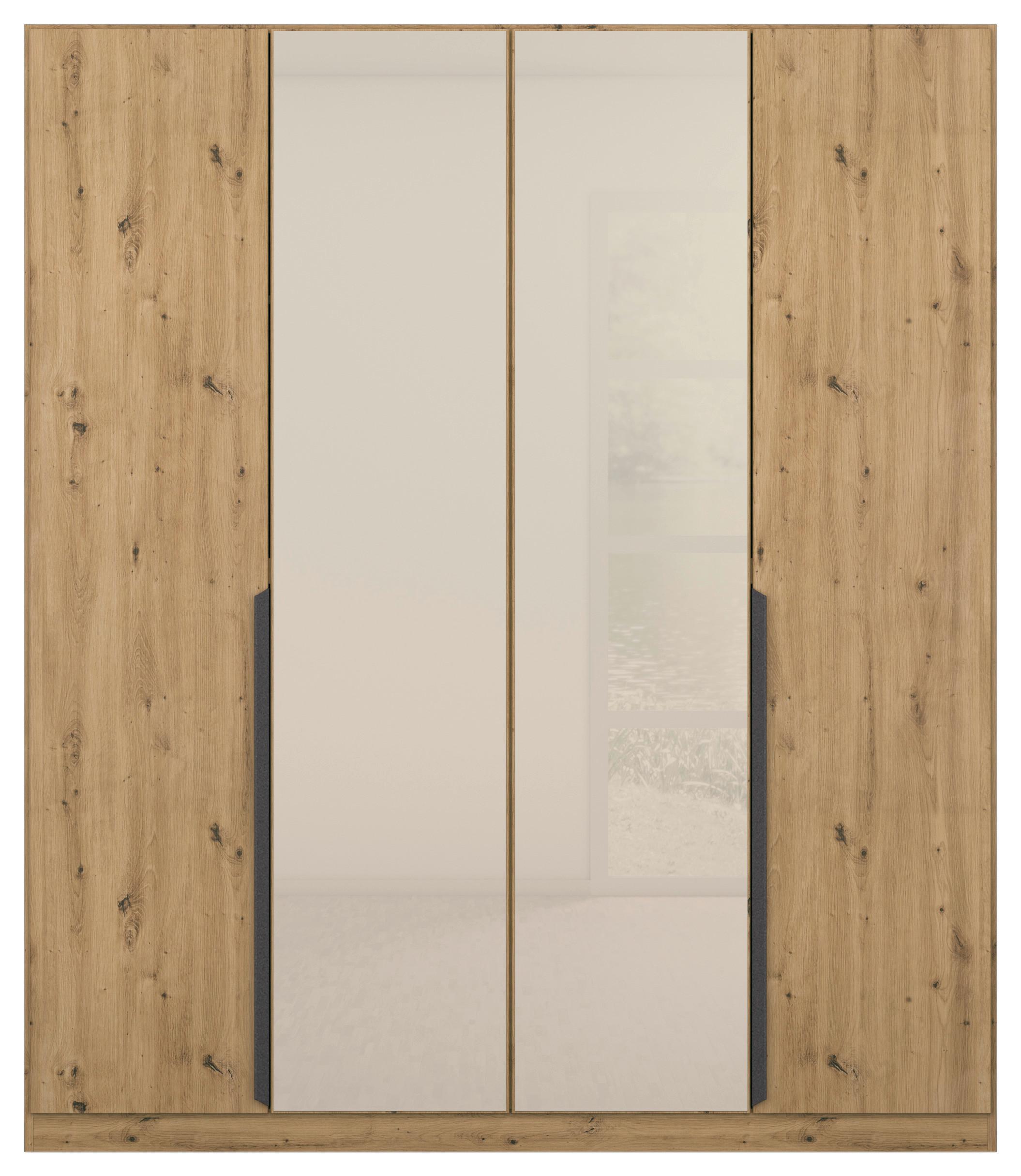 Skriňa s otočnými dverami dub Artisan/šampanská 181cm - sivá/šampanská, Modern, kov/kompozitné drevo (181/210/54cm) - Rauch Möbel