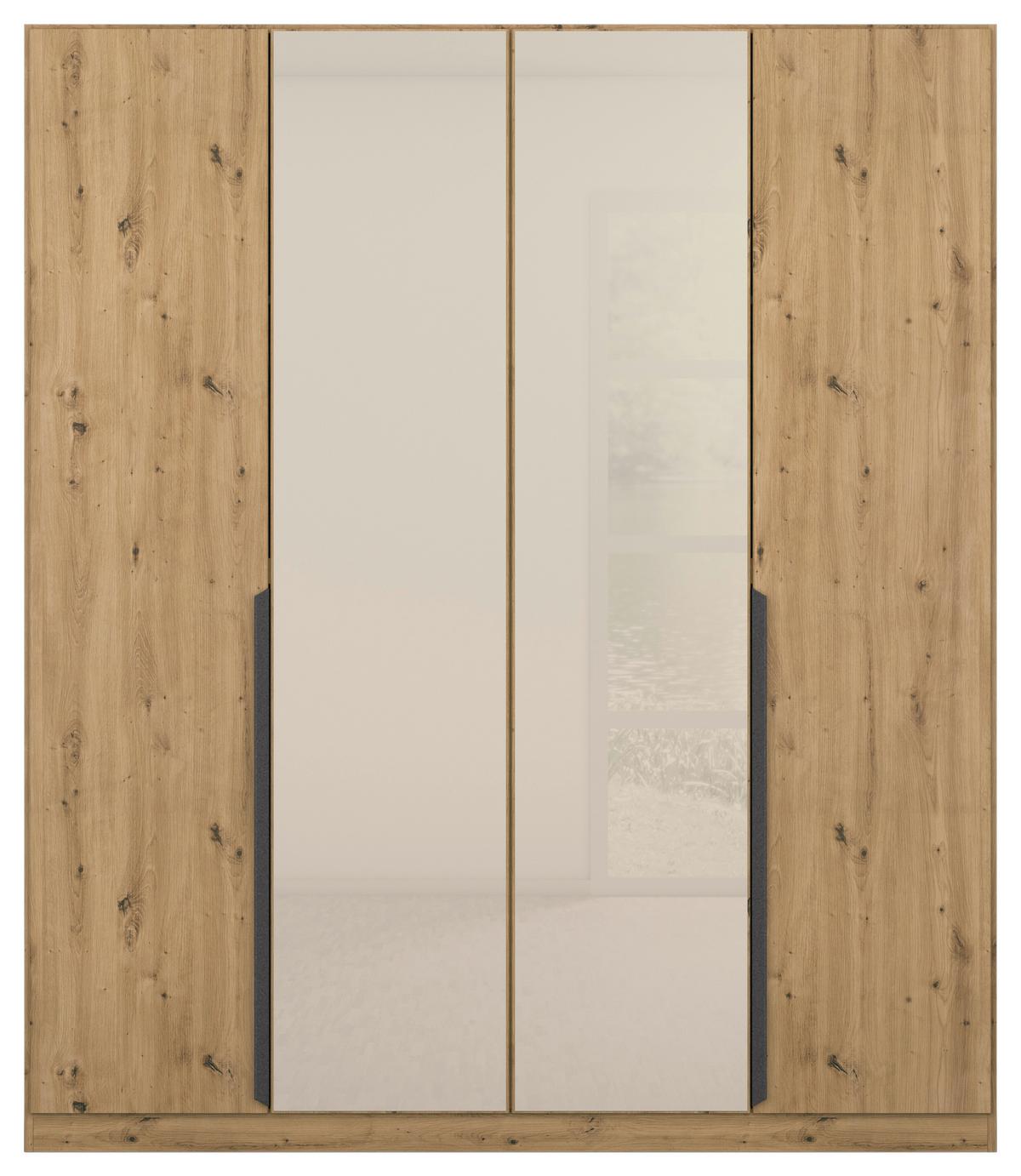 Drehtürenschrank Artemix 181 cm Champagner/Eiche Dekor - Champagner/Eiche Artisan, MODERN, Glas/Holzwerkstoff (181/210/54cm) - Rauch Möbel