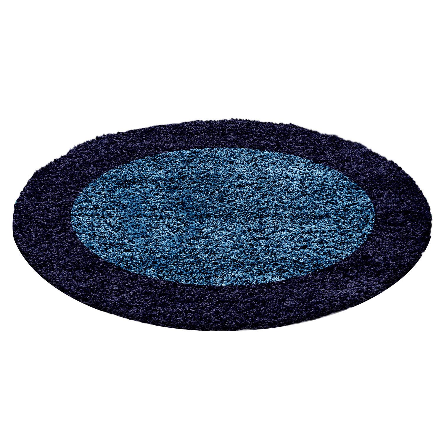 Hochflor Teppich Dunkelblau Life Rund Ø 160 cm - Dunkelblau, KONVENTIONELL, Textil (160cm) - Novel