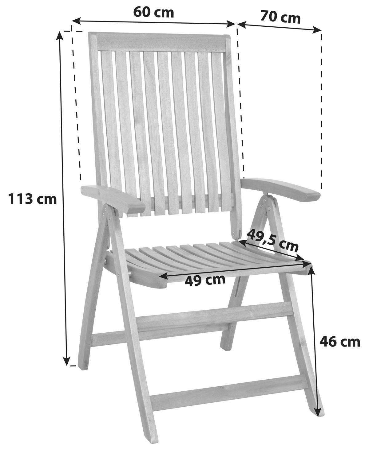Gartensessel Klappbar Paleros Echtholz Akazie - Akaziefarben, KONVENTIONELL, Holz (60/113/70cm) - Siena Garden