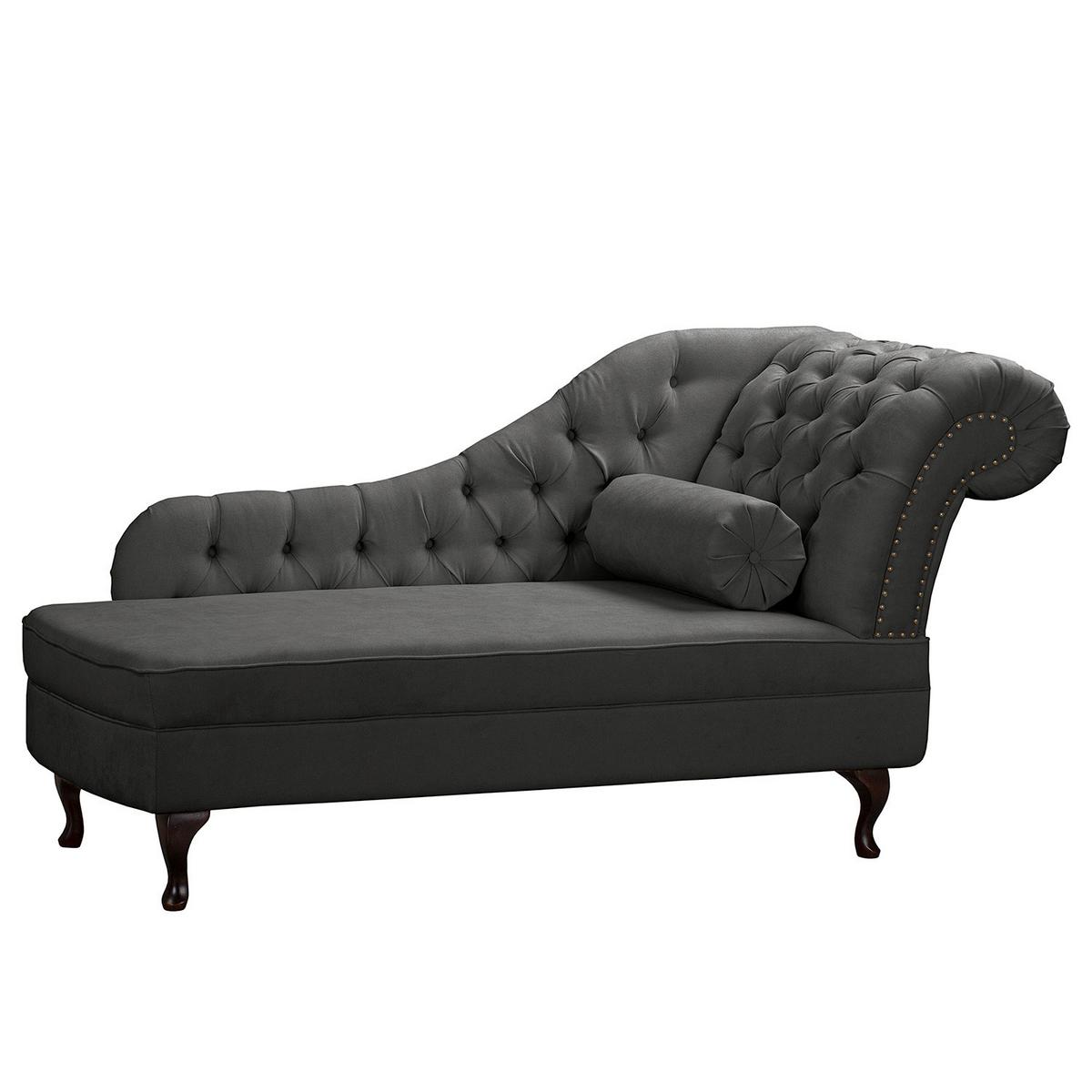 Récamiere Pako Dunkelgrau B: 185cm - Dunkelgrau/Braun, Design, Textil (185/93/75cm) - Livetastic