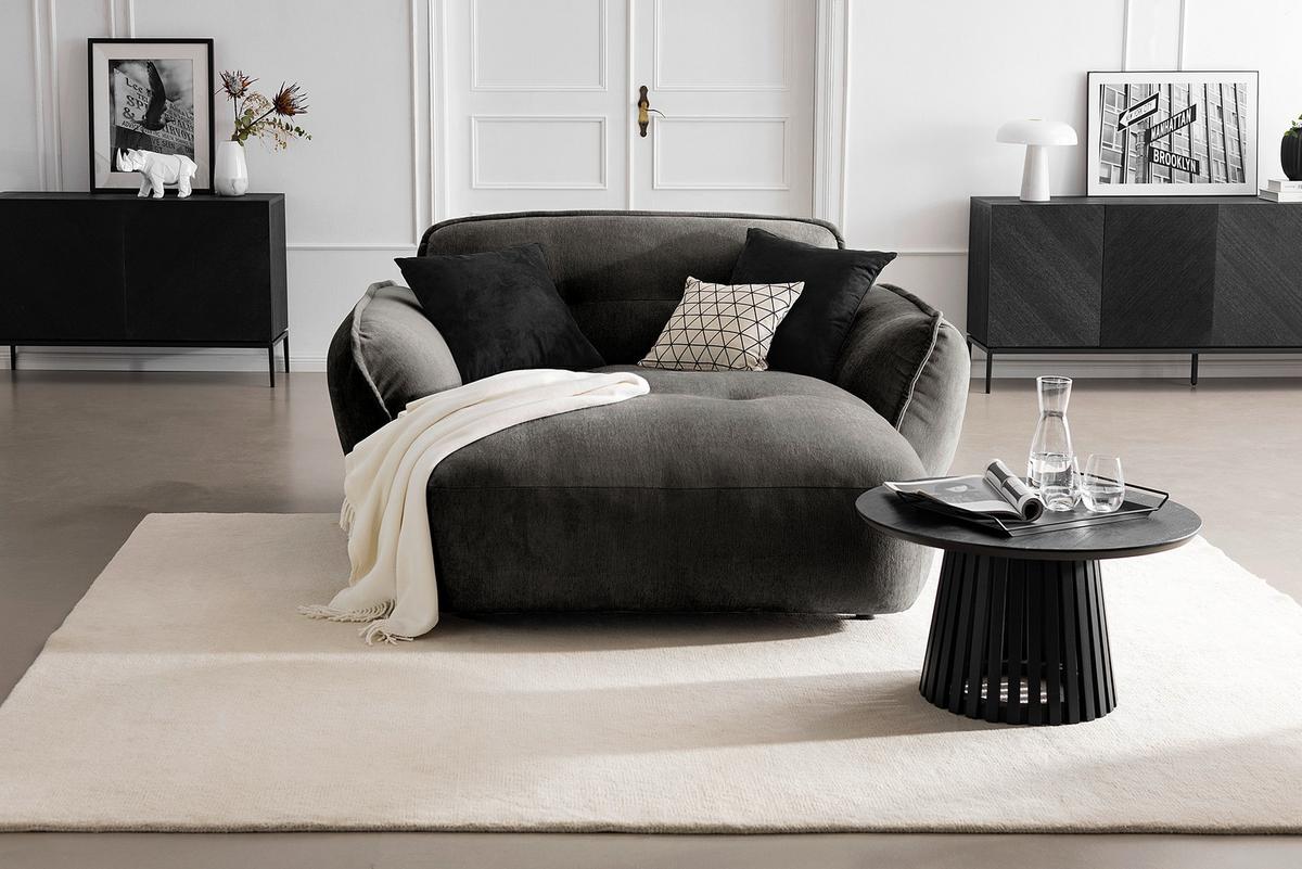 XXL-Sessel Fluffy, Anthrazit B: 182 cm - Anthrazit/Schwarz, MODERN, Textil (182/87/184cm) - Trendmanufaktur