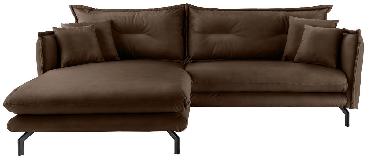 Ecksofa Lava Braun S: 180x255cm - Schwarz/Braun, MODERN, Textil (180/255cm) - Livetastic